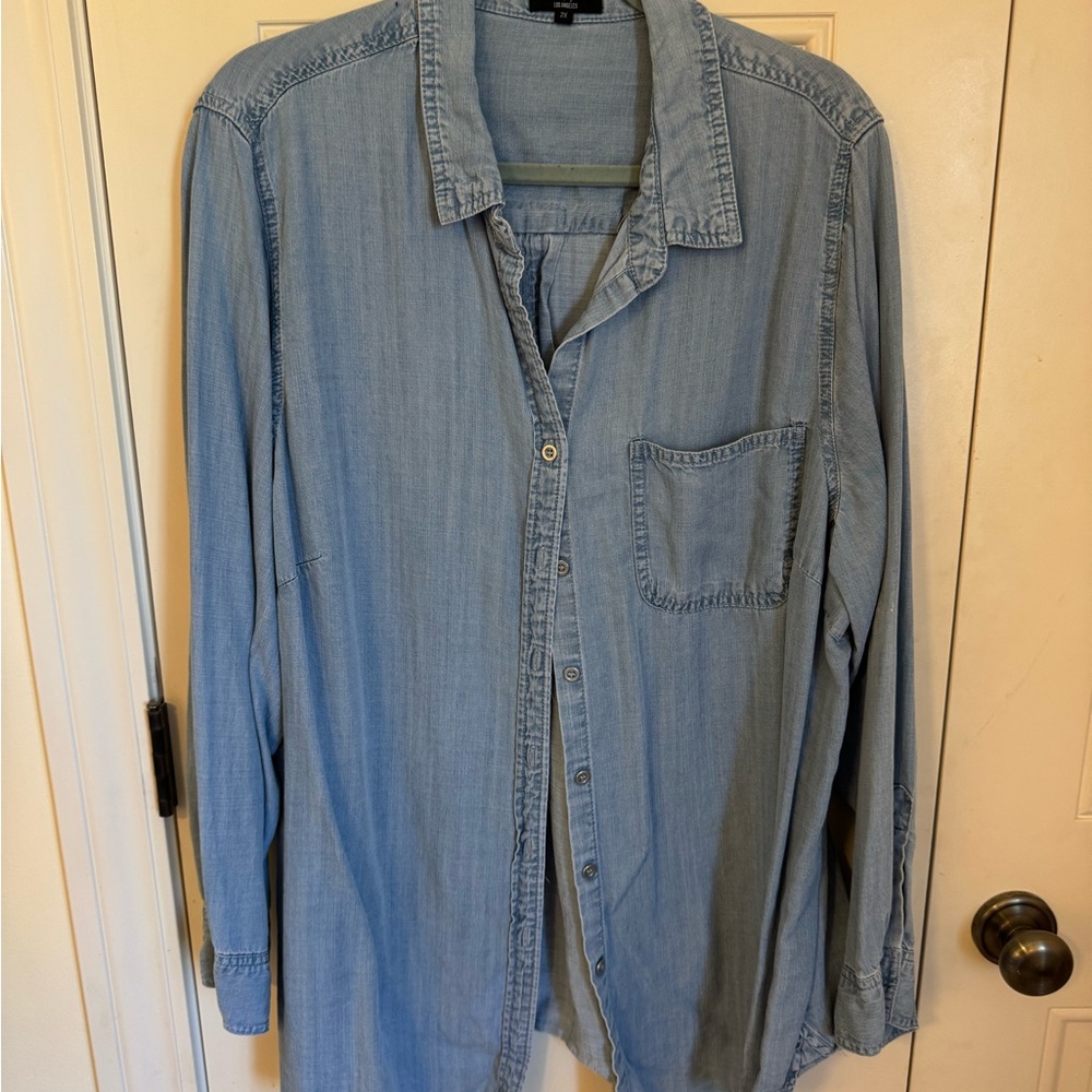 Derek Heart Denim Button Down Shirt 2X